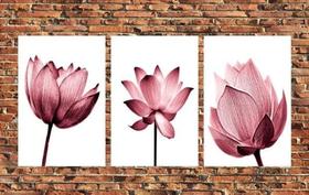 Quadro Decorativo Flores Tulipas Rosas Para Quarto Sala Kit 3 peças 20x30cm
