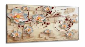 Quadro Decorativo Flores Virtuais Estilo 3d em Tecido canvas 130x60 Quadro Decorativo Flores Virtuais Estilo 3d em Tecido canvas 130x60