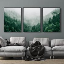 Quadro Decorativo Floresta Verde Neblina 44X64Cm - Kit 3Un - Clic Store