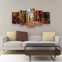 Quadro Decorativo Floresta Vermelha Hd 129x61 Quarto Sala