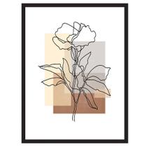 Quadro Decorativo Flower Line I Preto e Bege - Kapos