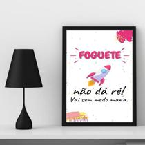 Quadro Decorativo Foguete 24x18cm - Vidro e Moldura Preto