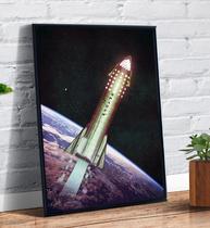 Quadro Decorativo Foguete Spacex Elon Musk Espaço