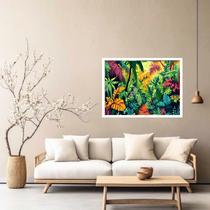 Quadro Decorativo Folhagem Amarela e Roxa - 50x70cm