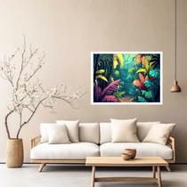 Quadro Decorativo Folhagem Roxa e Amarela - 50x70cm
