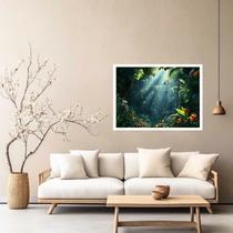 Quadro Decorativo Folhagem Verde e Laranja - 50x70cm