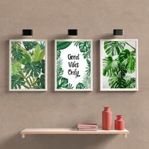 Quadro Decorativo Folhagens Good Vibes Only 24X18Cm 3 Peças Quadro Decorativo Folhagens Good Vibes Only 24X18Cm 3 Peças
