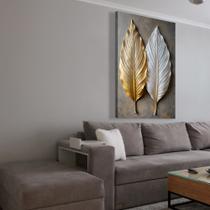 Quadro decorativo folhas abstratas 3D