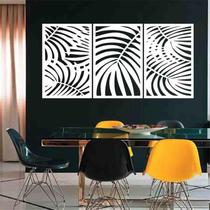 Quadro Decorativo Folhas Branca 6Mm Vazado - Mdf