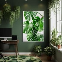 Quadro Decorativo Folhas De Monstera 70x50cm Mold Branca Quadro Decorativo Folhas De Monstera 70x50cm Mold Branca