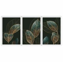 Quadro Decorativo Folhas Douradas e Preto 60x40 Sala Quarto