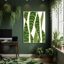 Quadro Decorativo Folhas Estampadas 70x50cm Mold Branca Quadro Decorativo Folhas Estampadas 70x50cm Mold Branca