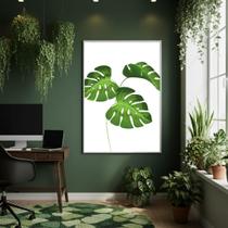 Quadro Decorativo Folhas Monstera 70x50cm Mold Branca Quadro Decorativo Folhas Monstera 70x50cm Mold Branca