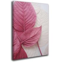 Quadro Decorativo Folhas Rosas Arte Moderna Sala Quarto Consultórios Tela Grande Tecido Canvas 85x60cm