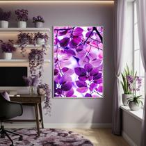Quadro Decorativo Folhas Roxo Vibrante 70x50cm Mold Preta