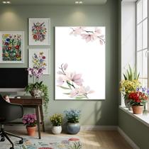 Quadro Decorativo Folhas Tons Claros 70x50cm Mold Branca
