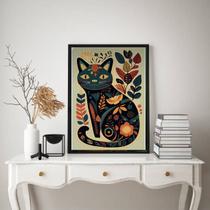 Quadro Decorativo Folk Art GatoFloral 24x18cm Quadro Decorativo Folk Art GatoFloral 24x18cm