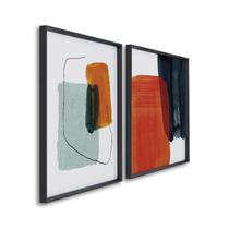Quadro Decorativo Formas Abstratas com 2 Telas de Parede para Sala Quarto Escritório 60cm X 90cm Com Vidro Quadro Decorativo Formas Abstratas com 2 Telas de Parede para Sala Quarto Escritório 60cm X 90cm Com Vidro