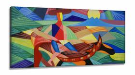 Quadro Decorativo Formas Canoa 130x60 em Tecido Canvas Quadro Decorativo Formas Canoa 130x60 em Tecido Canvas