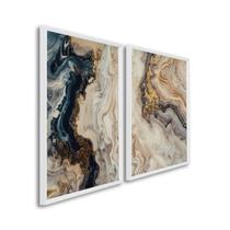 Quadro Decorativo Formas em Movimento com 2 Telas de Parede para Sala Quarto Escritório 60cm X 90cm Branco