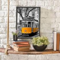 Quadro Decorativo Fotografia Bonde Amarelo 34x23cm