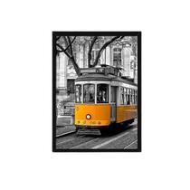 Quadro Decorativo Fotografia Bonde Amarelo Com Vidro 24X18Cm
