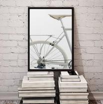 Quadro Decorativo Fotografia Branca Bicicleta 24X18Cm Vidro