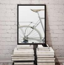 Quadro Decorativo Fotografia Branca Bicicleta 45X34Cm Vidro - Quadros On-Line