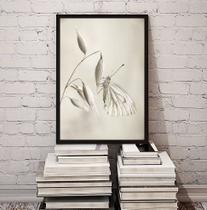 Quadro Decorativo Fotografia Branca Borboleta 33x24cm
