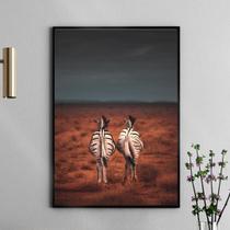 Quadro Decorativo Fotografia Casal Zebras 24X18Cm