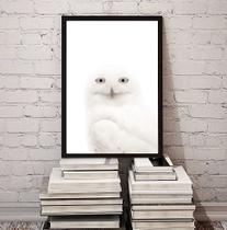 Quadro Decorativo Fotografia Coruja Branca 45x34cm
