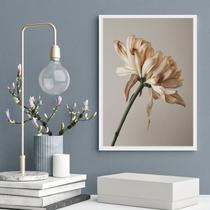 Quadro Decorativo Fotografia Flor- Tons Bege 24x18cm - com vidro