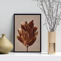 Quadro Decorativo Fotografia Folhas Marrom 33X24Cm - Vidro