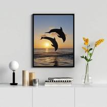 Quadro Decorativo Fotografia Golfinhos 24X18Cm - Com Vidro