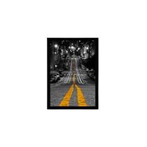 Quadro Decorativo Fotografia Rua Pista Amarela Vidro 24X18Cm Quadro Decorativo Fotografia Rua Pista Amarela Vidro 24X18Cm
