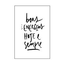 Quadro Decorativo Frase Boas Energias Hoje e Sempre 30x20 Mdf Adesivado