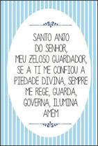 Quadro Decorativo Frase Oração Santo Anjo Senhor Azul 30x20 Mdf Adesivado