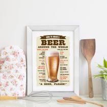 Quadro Decorativo Frase Pedir Cerveja 33x43cm Moldura Branca - Quartinhos