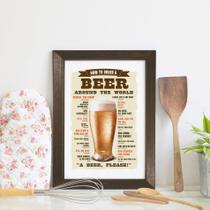 Quadro Decorativo Frase Pedir Cerveja 33x43cm Moldura Marrom - Quartinhos