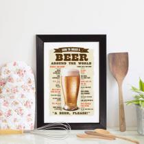 Quadro Decorativo Frase Pedir Cerveja 33x43cm Moldura Preta - Quartinhos