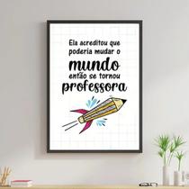 Quadro Decorativo Frase Professora 24x18cm - com vidro