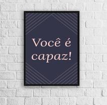 Quadro Decorativo Frase Você É Cap 33x24cm - Vidro Preta