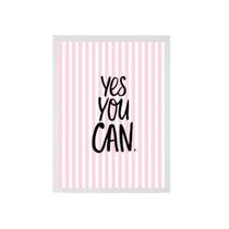 Quadro Decorativo Frase Yes You Can 45X34 C/Vidro - Preta