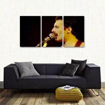 Quadro Decorativo Fred Mercury Queen Em Tecido 3 Peças 1Resu