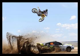 Quadro Decorativo Freestyle Motocross Carro 42x29cm