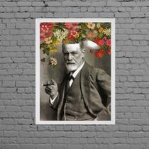 Quadro Decorativo Freud Com Flores 24x18cm - com vidro