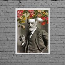 Quadro Decorativo Freud Com Flores 33x24cm - com vidro