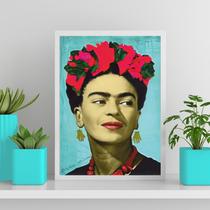 Quadro Decorativo Frida Bem Colorida 45x34cm - com vidro