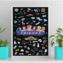 Quadro Decorativo Friends Ícones 24x18cm - Madeira Preta