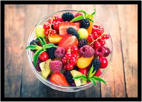 Quadro Decorativo Frutas Amora Morango Gourmet Culinária Cozinha Restaurantes Com Moldura RC012